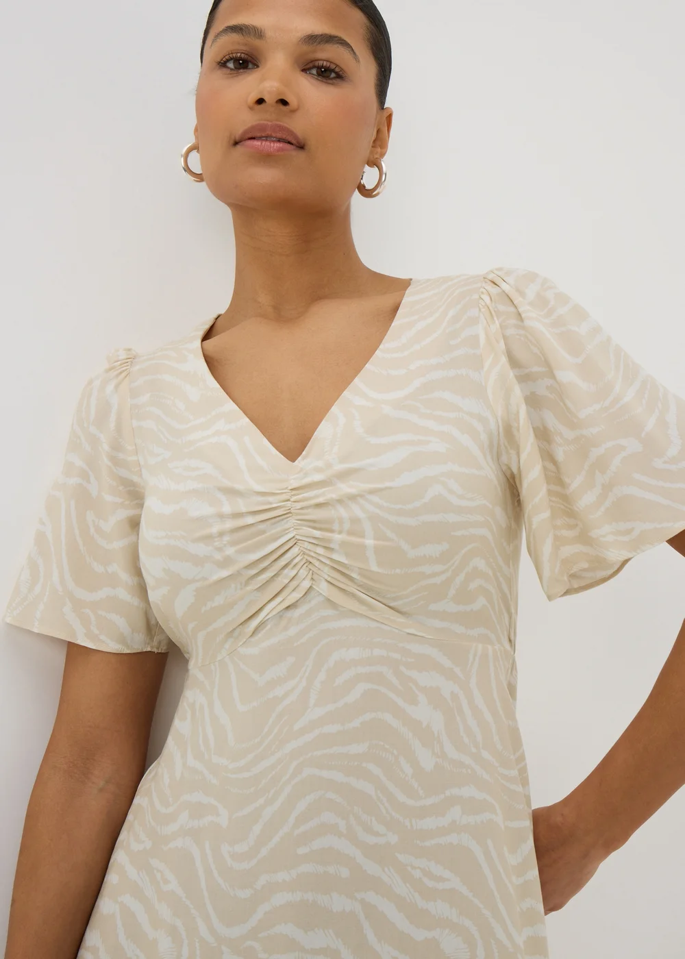 Cream Zebra Print Mini Tea Dress - Size 8 Image 3