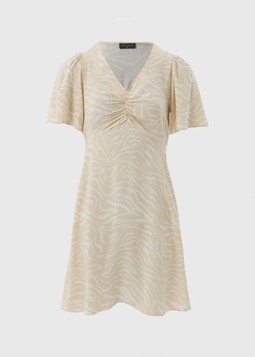 Cream Zebra Print Mini Tea Dress - Size 8 Image 4