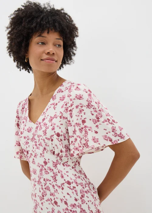 Pink Ditsy Floral Midi Tea Dress - 8 Image 3