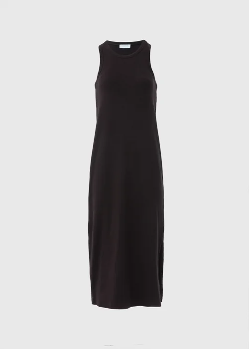 Black Racer Back Ribbed Midi Dress - 8 Image 4