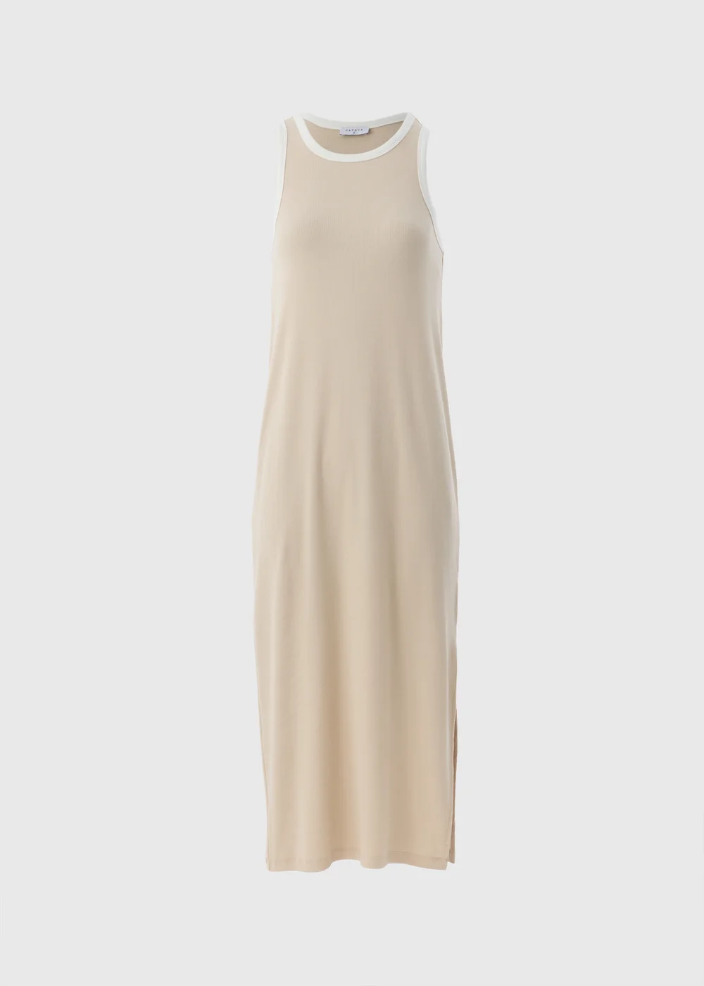 Beige Ribbed Racer Back Midi Dress - 8 Image 3