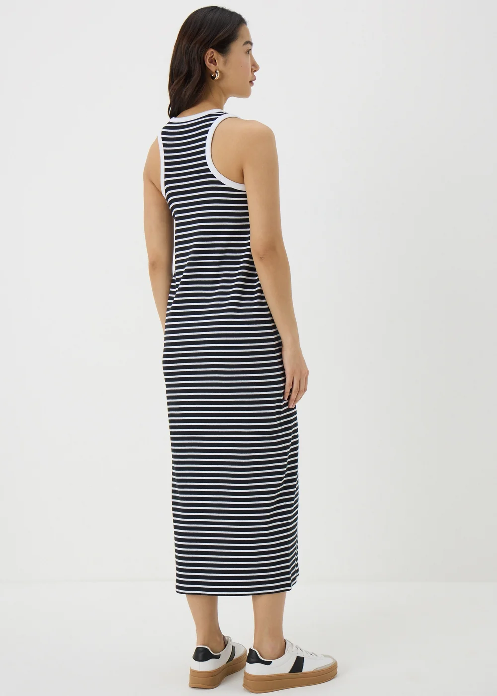 Black Stripe Racer Back Ribbed Midi Dress - 8 Image 2