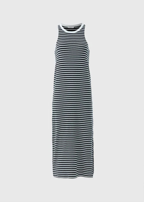 Black Stripe Racer Back Ribbed Midi Dress - 8 Image 4