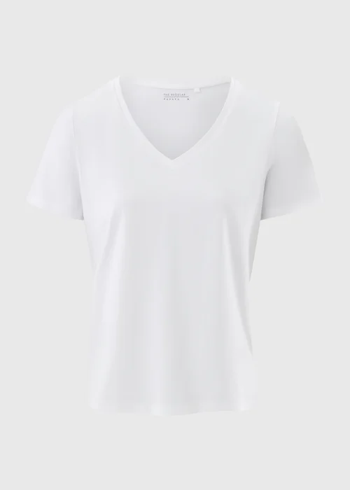 White V-Neck Regular Fit T-Shirt - 8 Image 4