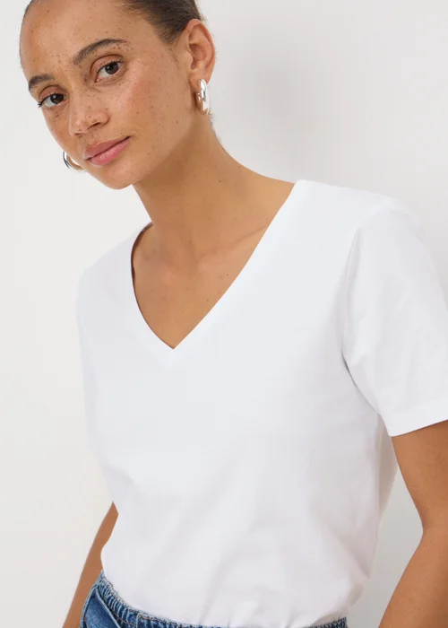 White V-Neck Regular Fit T-Shirt - 8 Image 1