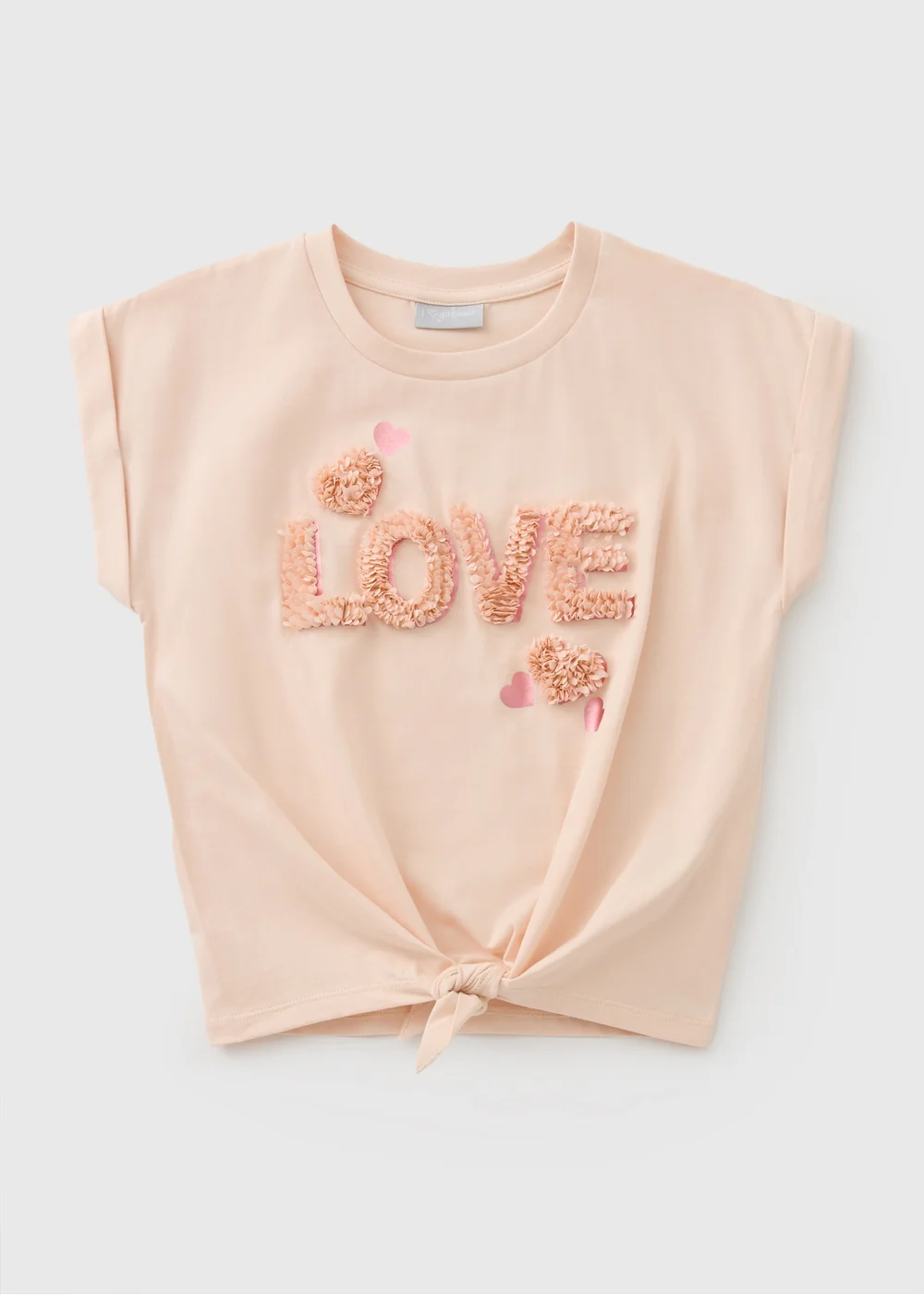 Girls Pink 3D Confetti Tie Front T-Shirt (7-15yrs) - 7 Yrs Image 1