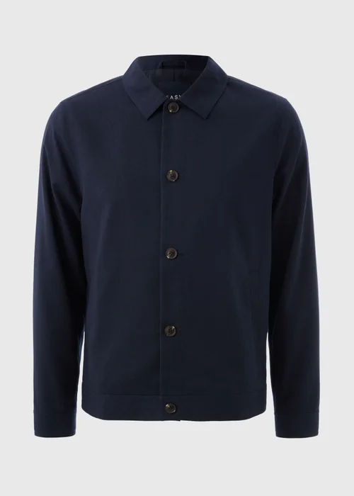 Navy Linen Blend Shacket - S Image 4