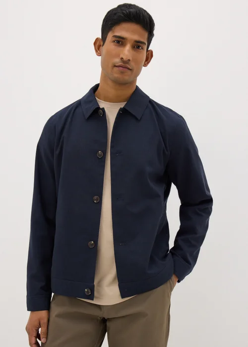 Navy Linen Blend Shacket - S Image 1