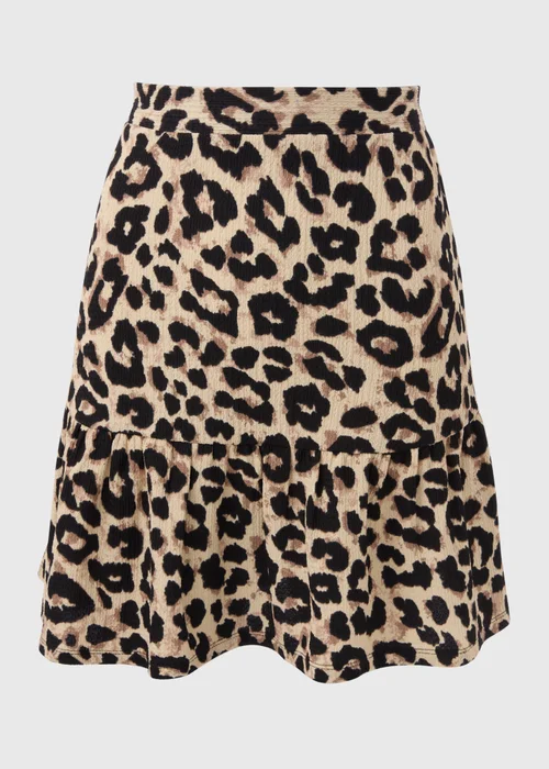 Brown Leopard Print Tiered Mini Skirt - 8 Image 3