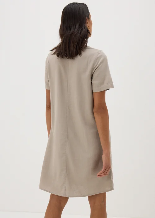Taupe Linen Blend Shift Dress - 8 Image 3