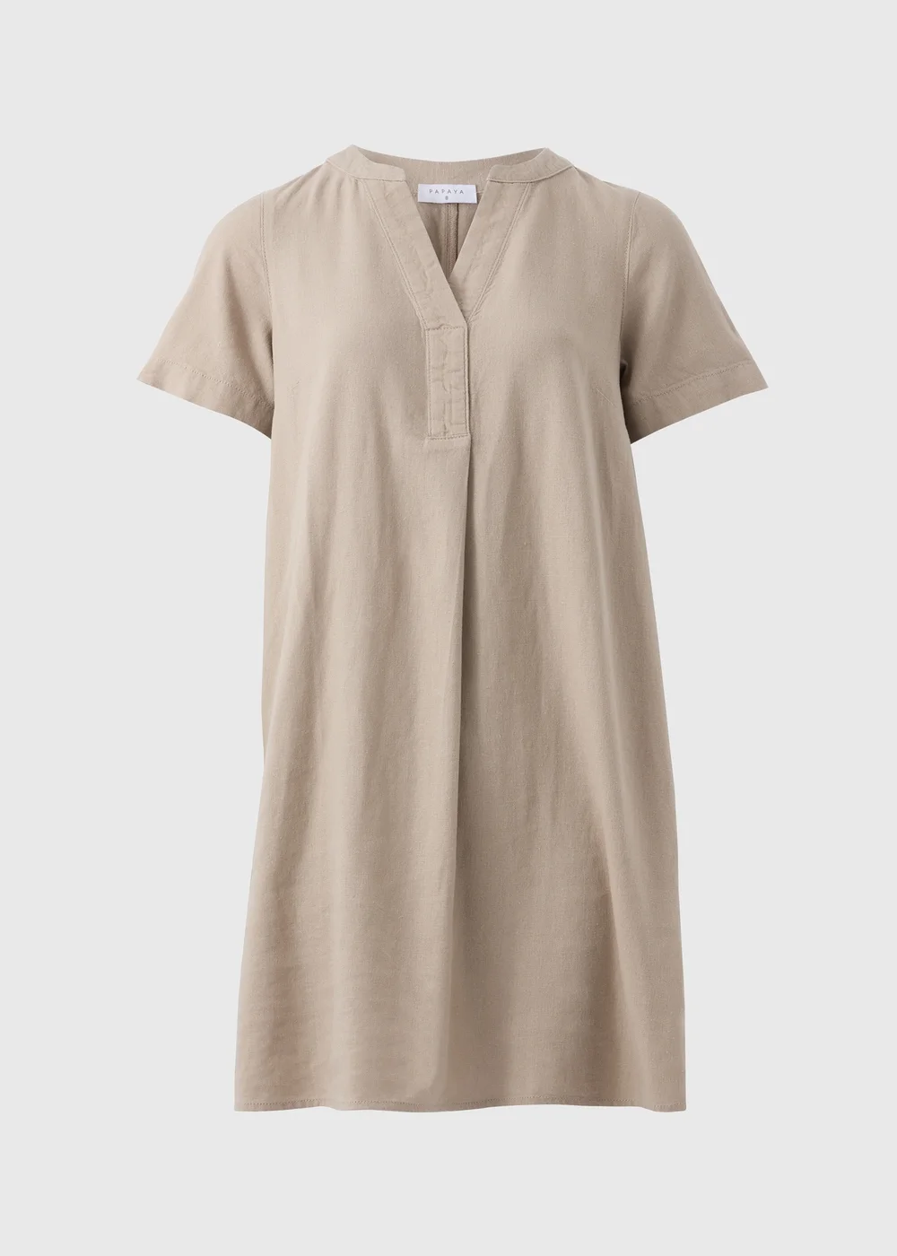 Taupe Linen Blend Shift Dress - 8 Image 4