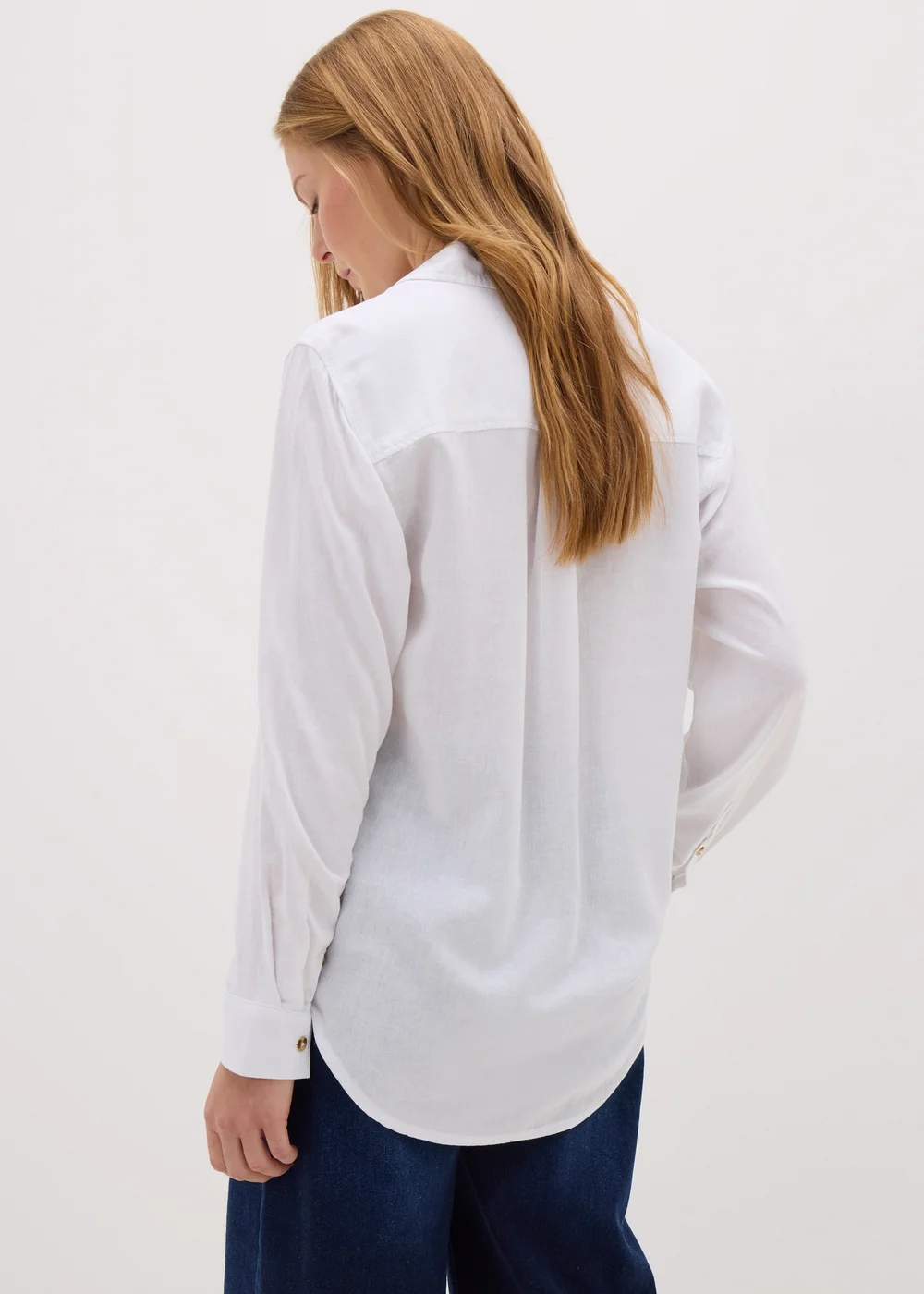 White Linen Blend Shirt - 8 Image 2