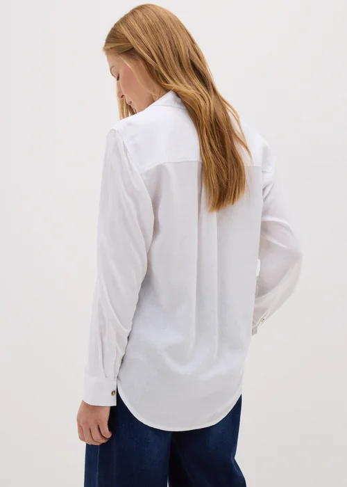 White Linen Blend Shirt - 8 Image 2