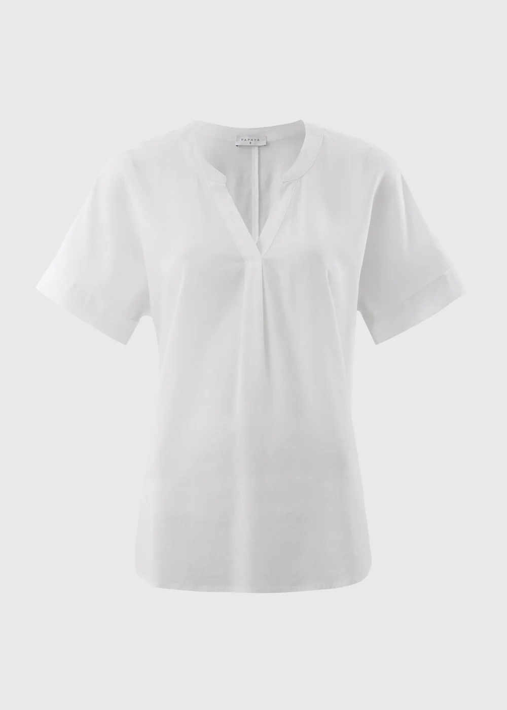 White Linen Blend V-Neck Top - 8 Image 3