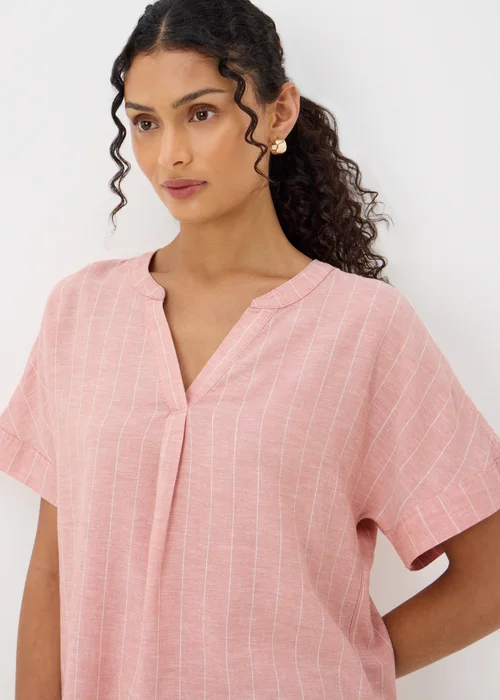 Pink Stripe Linen Blend Top - 8 Image 3