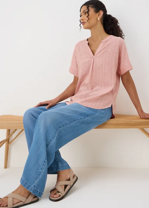 Pink Stripe Linen Blend Top - 8 Image 1