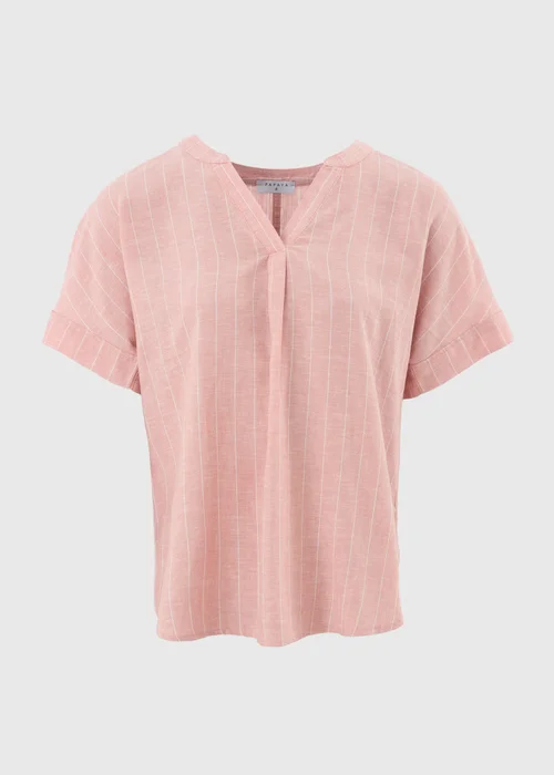 Pink Stripe Linen Blend Top - 8 Image 4