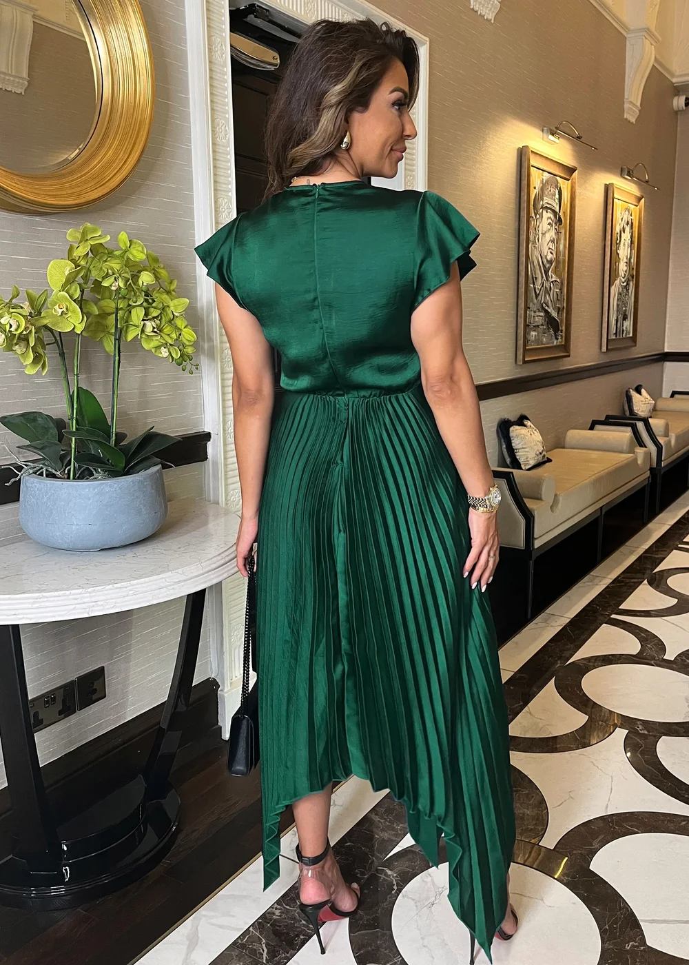 AX Paris Teal Wrap Top Zig Zag Hem Pleated Midi Dress - 8 Image 2