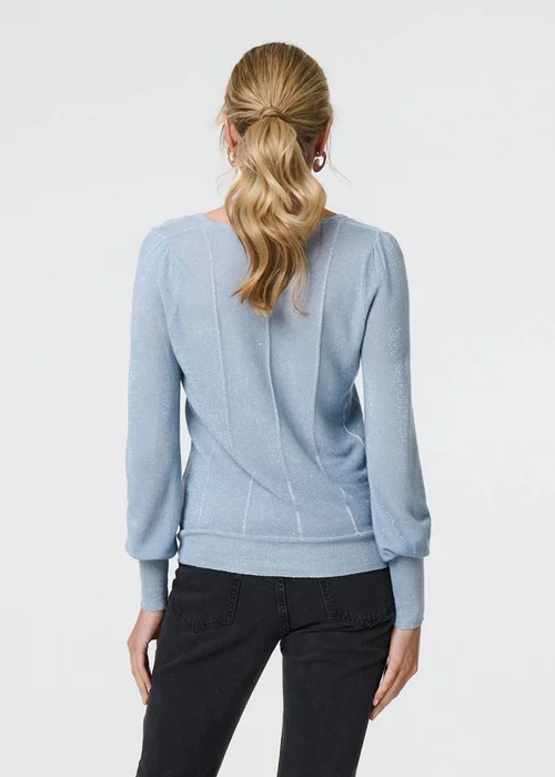 Izabel London Blue Metallic Stripe Detail Fitted Top - 8 Image 2