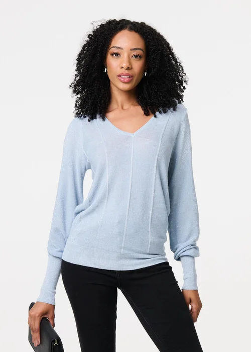 Izabel London Blue Metallic Stripe Detail Fitted Top - 8 Image 4