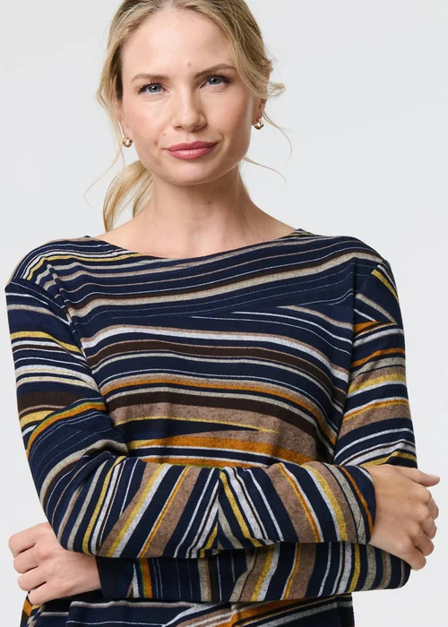 Izabel London Blue Stripe Print Long Sleeve Tunic Top - 8 Image 3