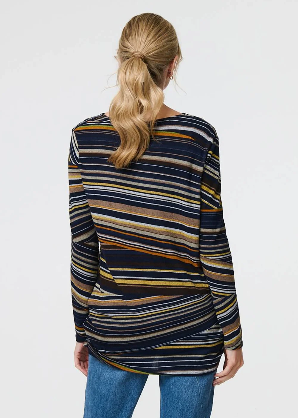 Izabel London Blue Stripe Print Long Sleeve Tunic Top - 8 Image 2