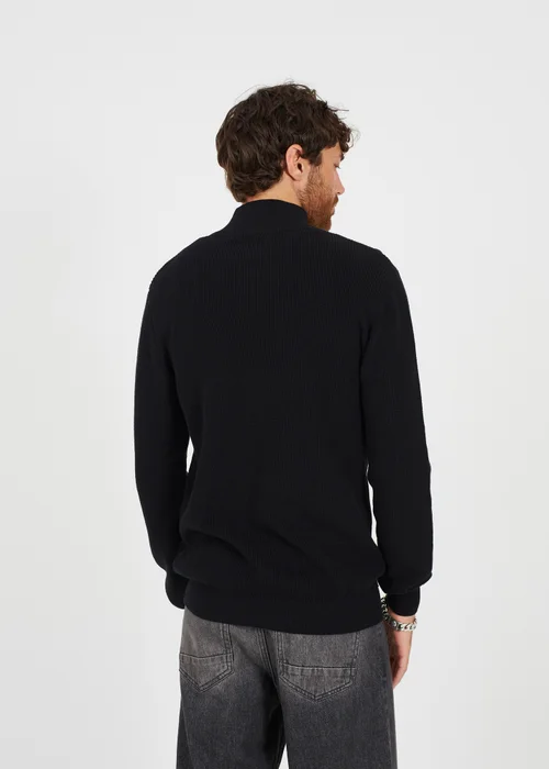 Brave Soul Black Cotton Zip Through Funnel Neck Knit Jumper - S Image 2