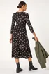 Roman Black Floral Print Frill Hem Stretch Midi Dress - 14 Image 4