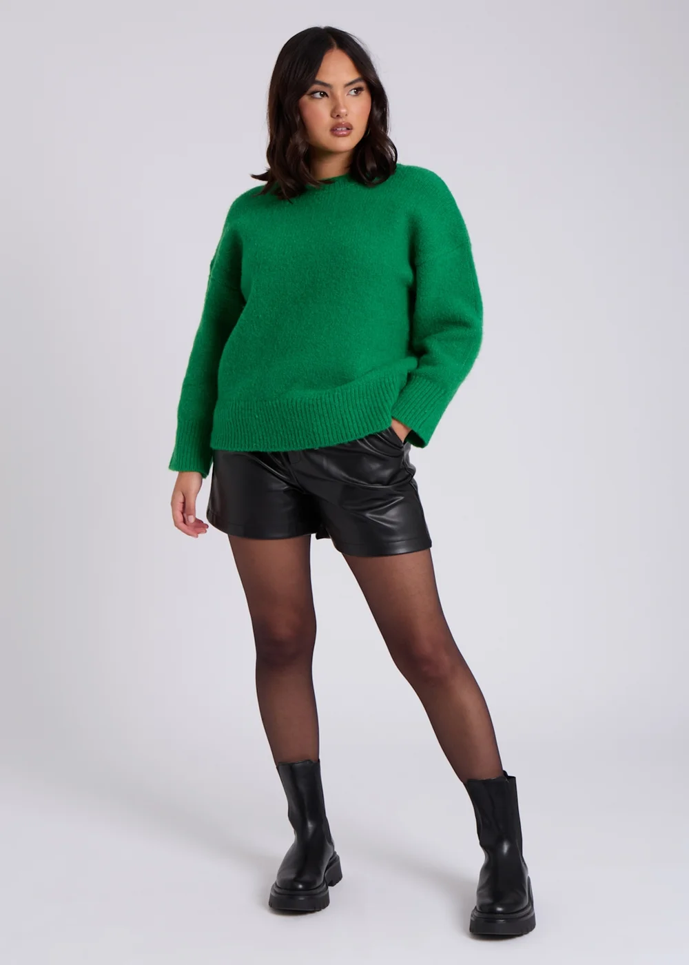 Urban Bliss Green Wool Blend Jumper - Small Image 1