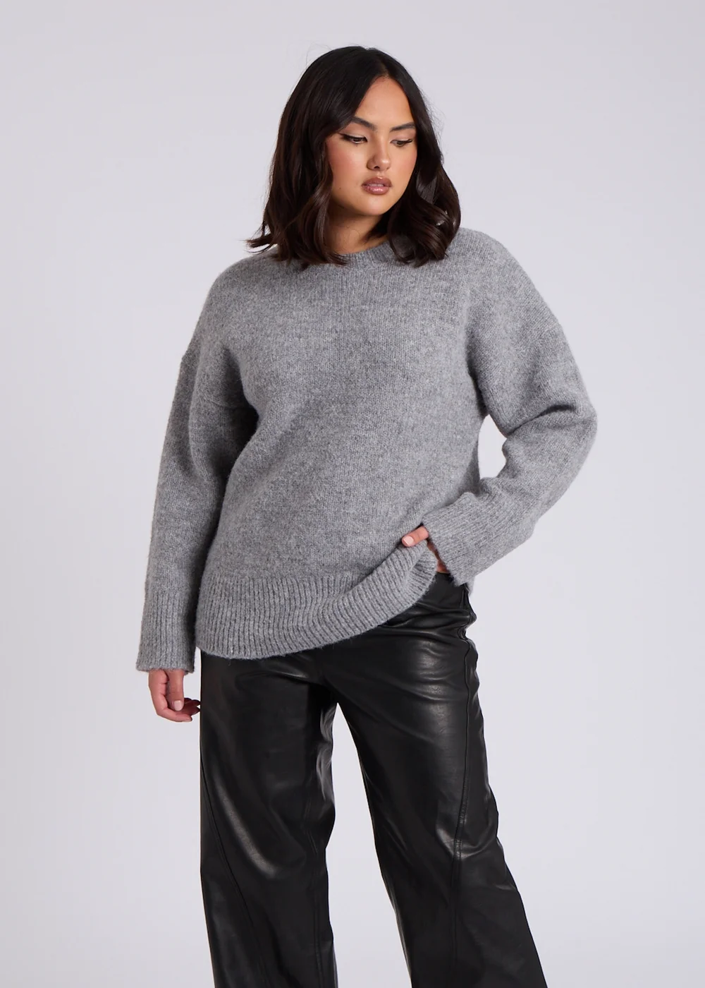 Urban Bliss Grey Wool Blend Crew Neck Jumper - S Image 1