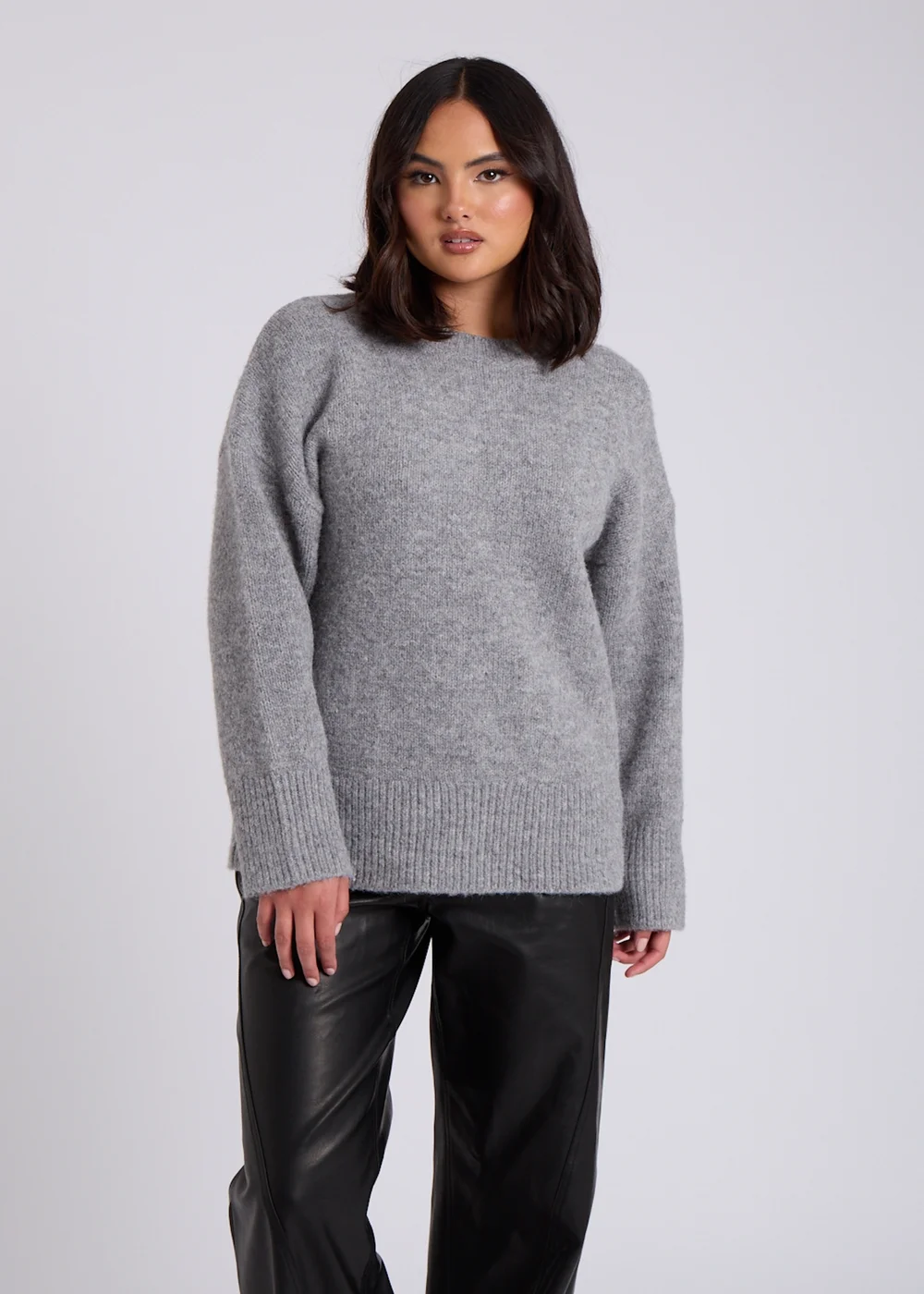 Urban Bliss Grey Wool Blend Crew Neck Jumper - S Image 3