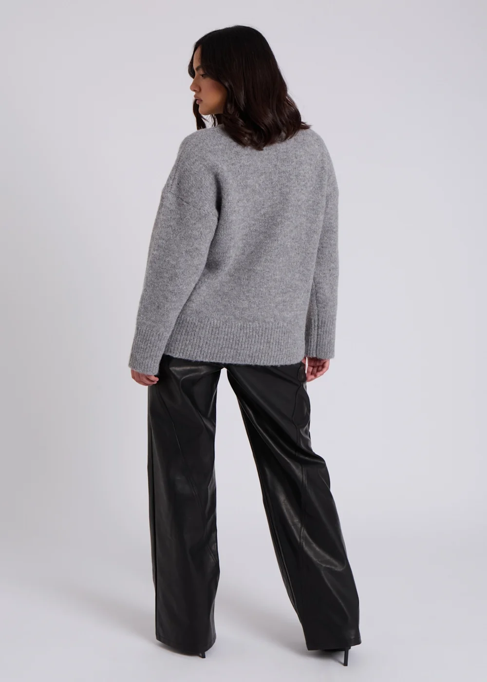 Urban Bliss Grey Wool Blend Crew Neck Jumper - S Image 4
