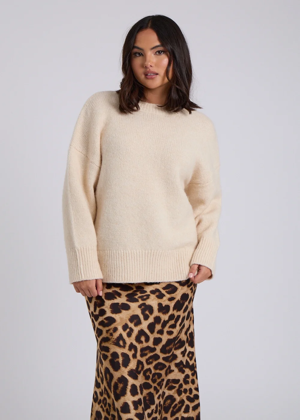 Urban Bliss Cream Wool Blend Crew Neck Jumper - S Image 3