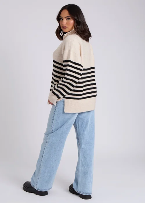 Urban Bliss Cream Half Zip Stripe Jumper - S Image 4