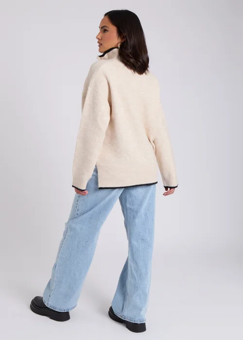 Urban Bliss Cream Contrast Half Zip Jumper - S Image 4