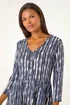 Roman Black Tie Dye Button Detail V-Neck Dress - 10 Image 4