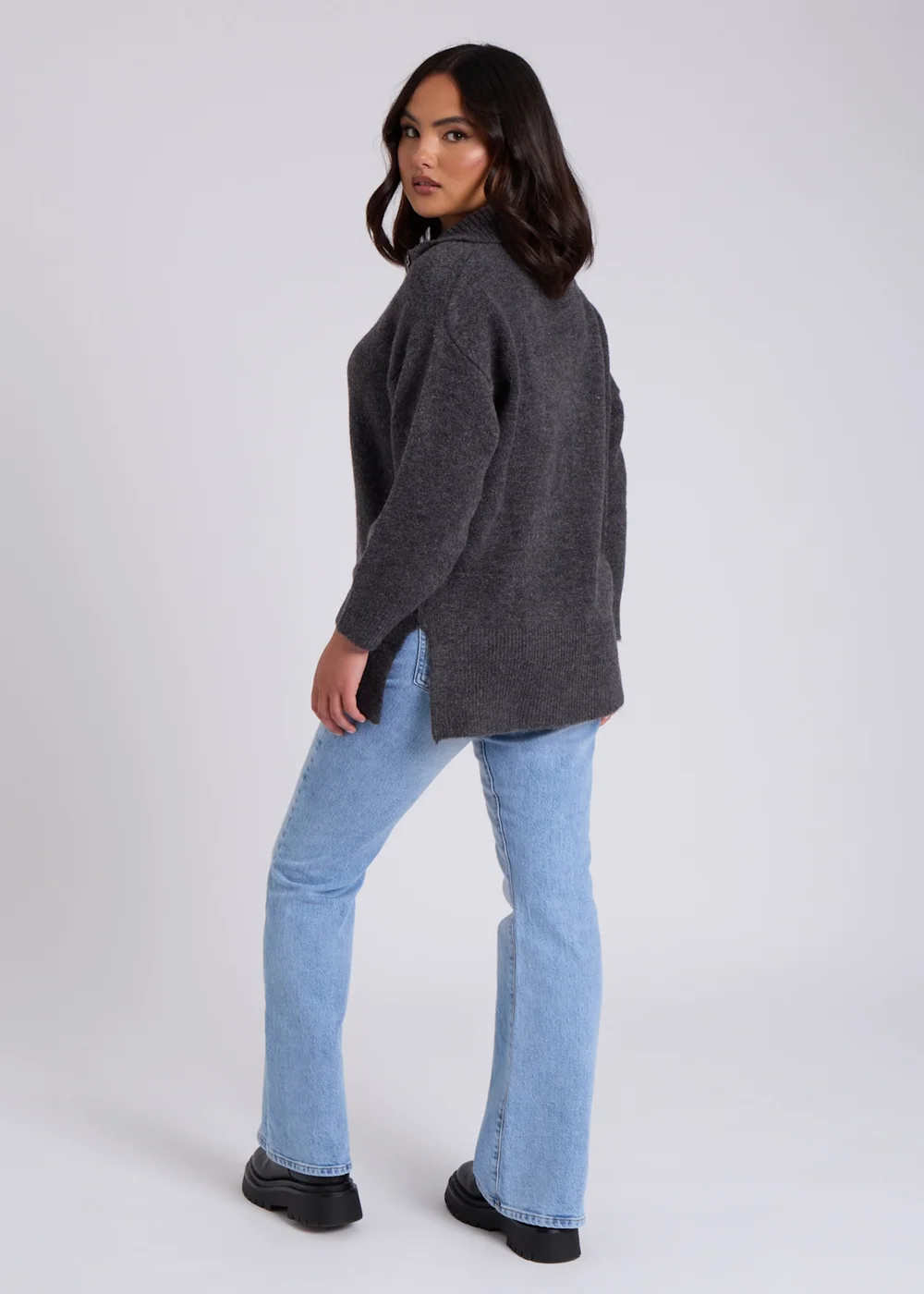 Urban Bliss Grey Oversized Half Zip Jumper - S Image 4