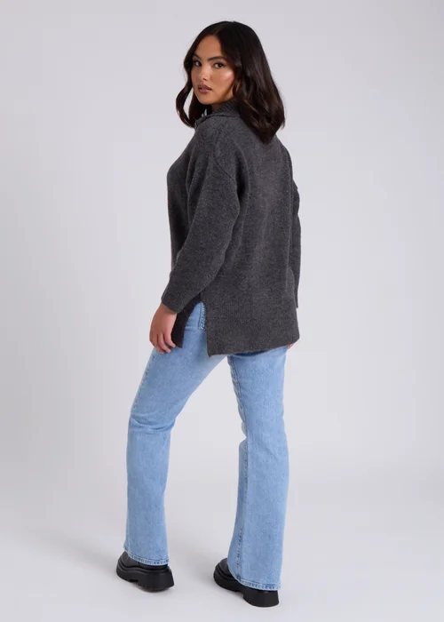 Urban Bliss Grey Oversized Half Zip Jumper - S Image 4