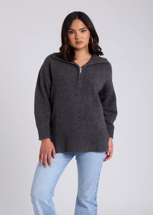 Urban Bliss Grey Oversized Half Zip Jumper - S Image 2