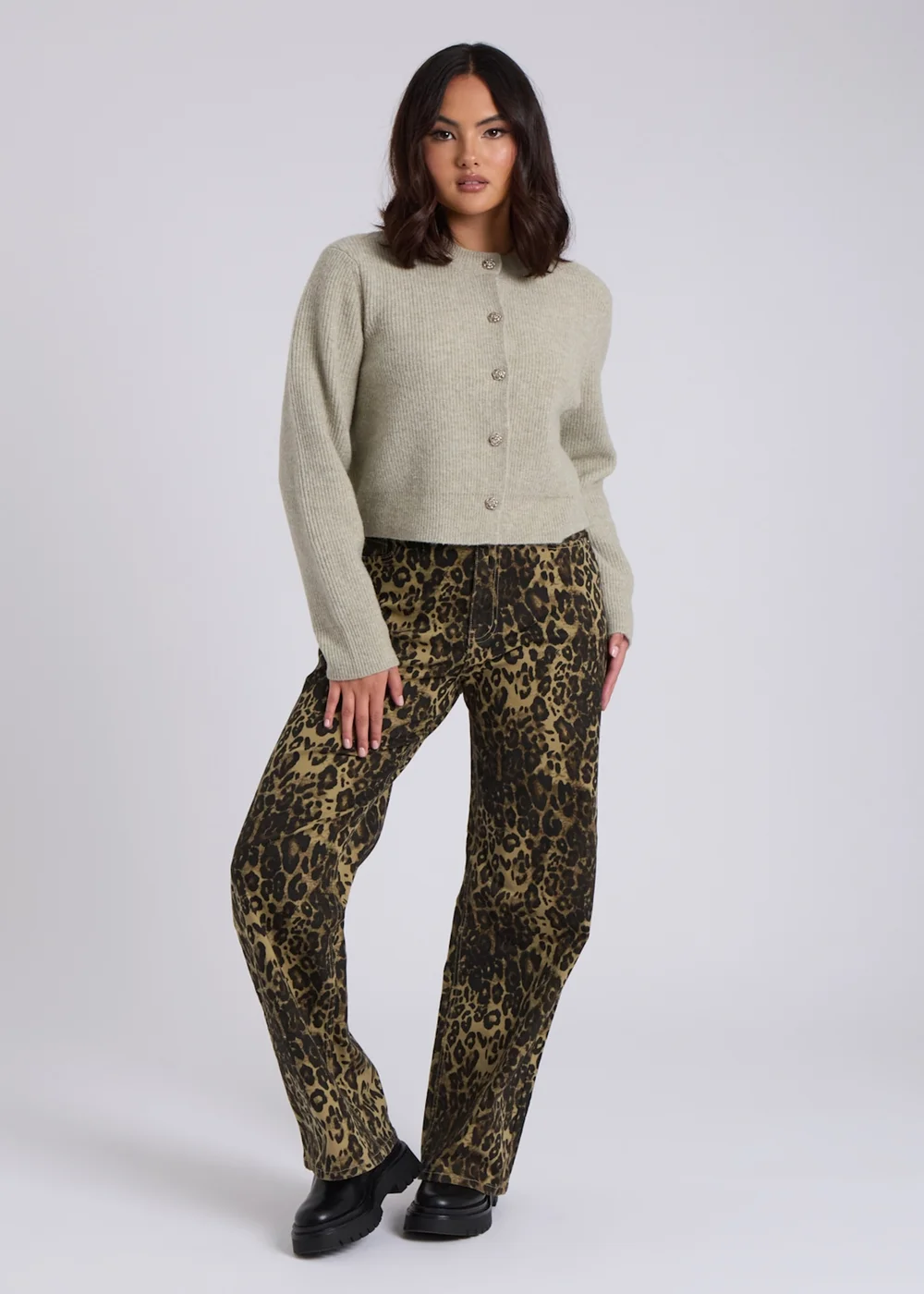 Urban Bliss Sage Floral Button Cardigan - S Image 3