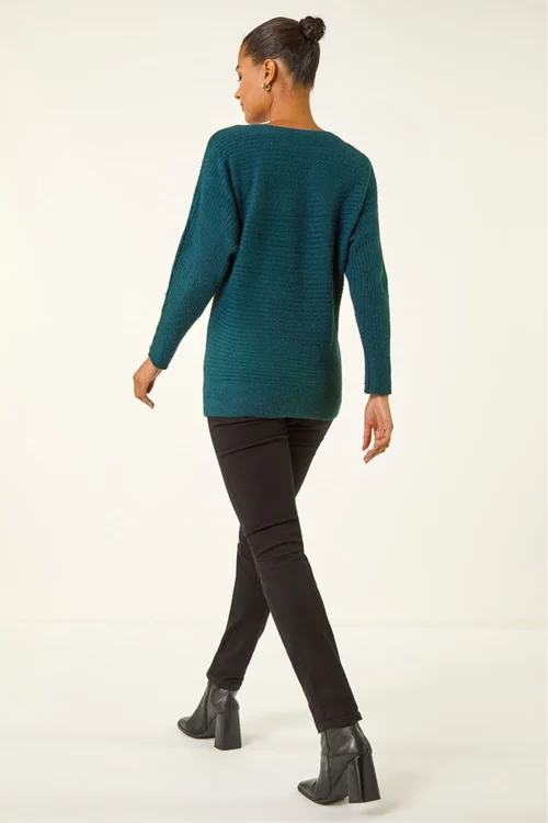 Roman Green Button Sleeve Fluffy Jumper - 6 Image 3