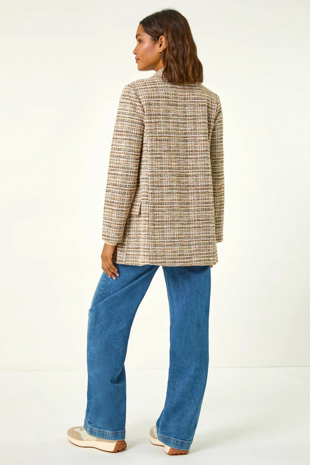Roman Tan Textured Longline Blazer - 10 Image 3