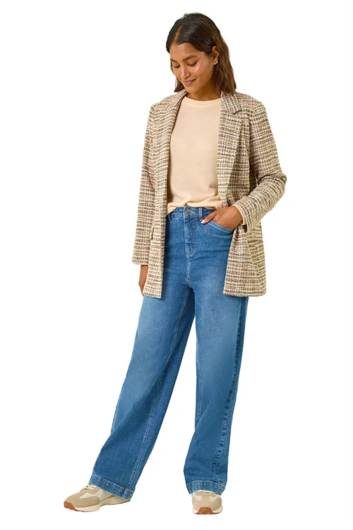 Roman Tan Textured Longline Blazer - 10 Image 2