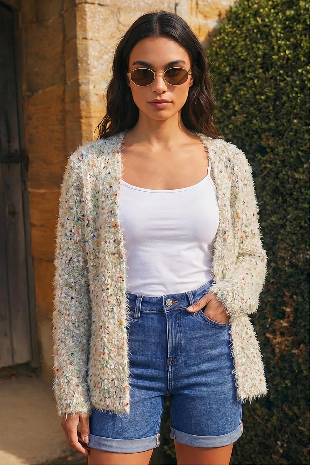 Roman Natural Fluffy Sparkle Cardigan - 6 Image 2