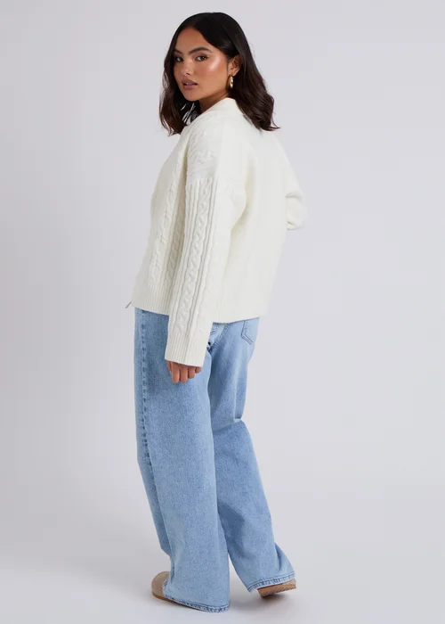 Urban Bliss Cream Cable Zip Up Cardigan - S Image 4