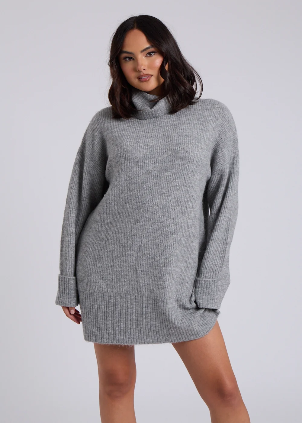 Urban Bliss Grey Mini Roll Neck Dress - S Image 1