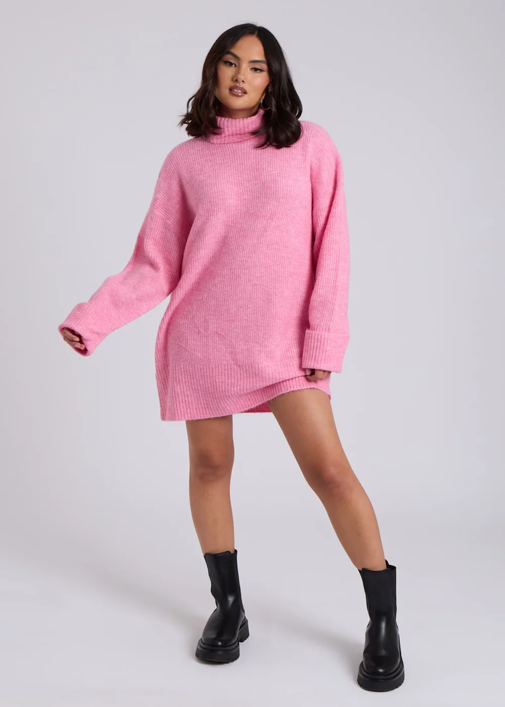 Urban Bliss Pink Mini Roll Neck Dress - S Image 1