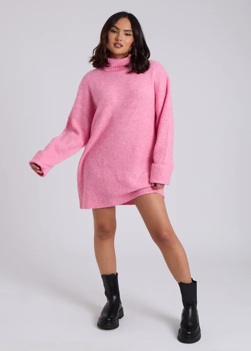 Urban Bliss Pink Mini Roll Neck Dress - S Image 1
