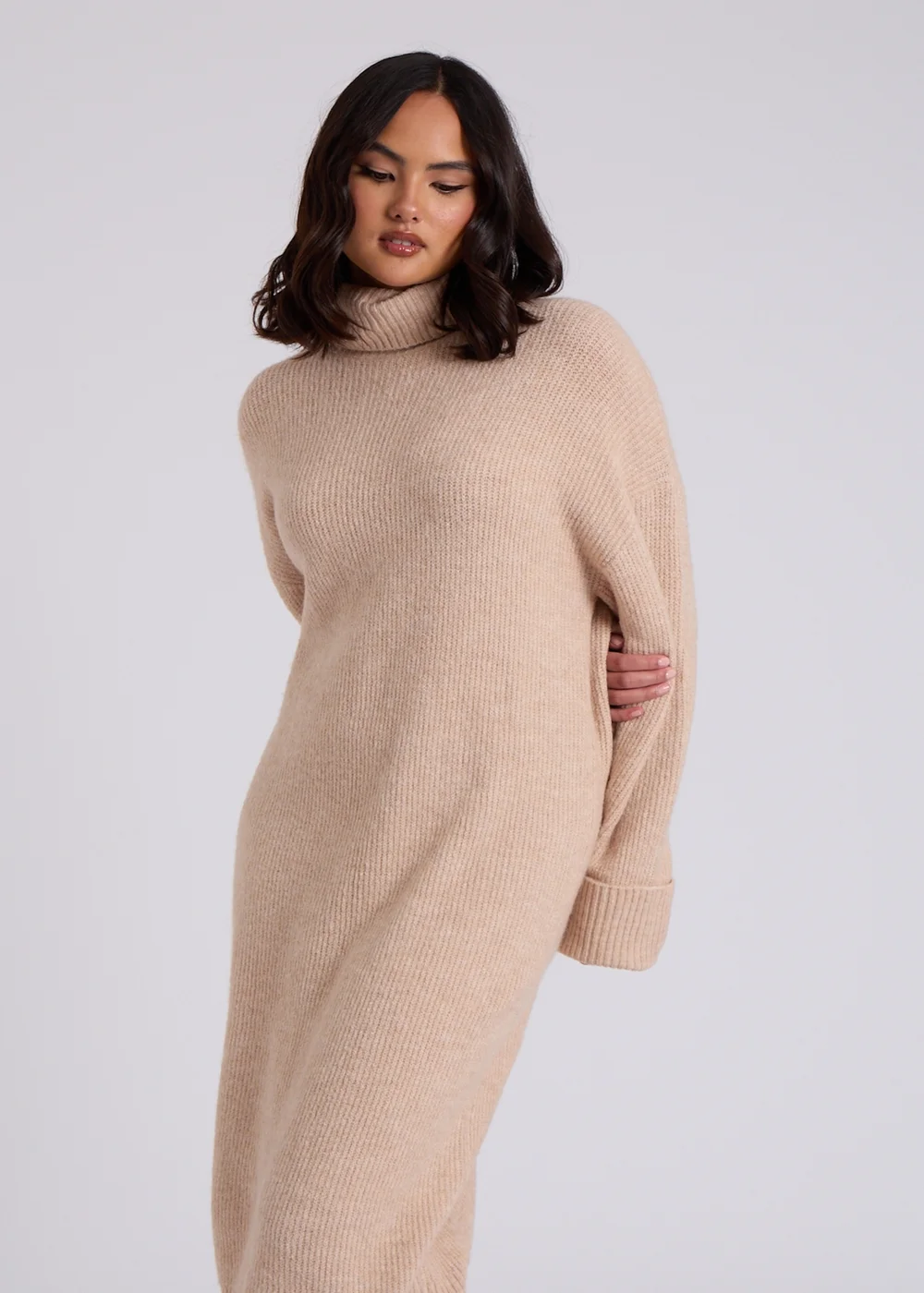 Urban Bliss Camel Midi Roll Neck Dress - S Image 3