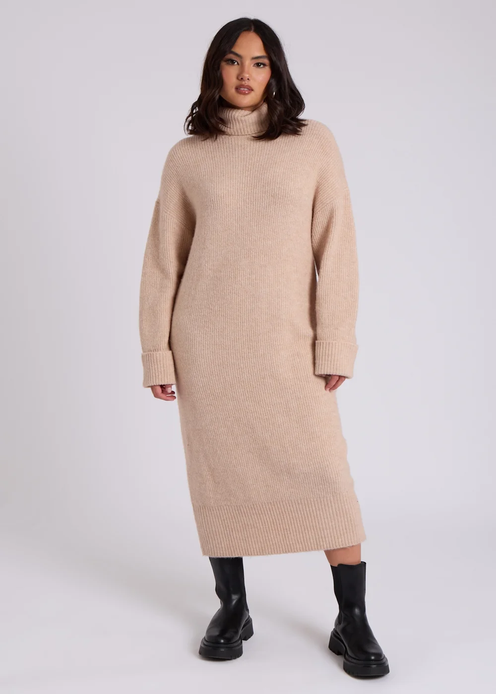 Urban Bliss Camel Midi Roll Neck Dress - S Image 1